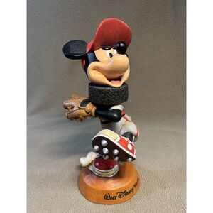 Walt Disney World Mickey Mouse Baseball Pitcher Bobblehead Figurine Red White